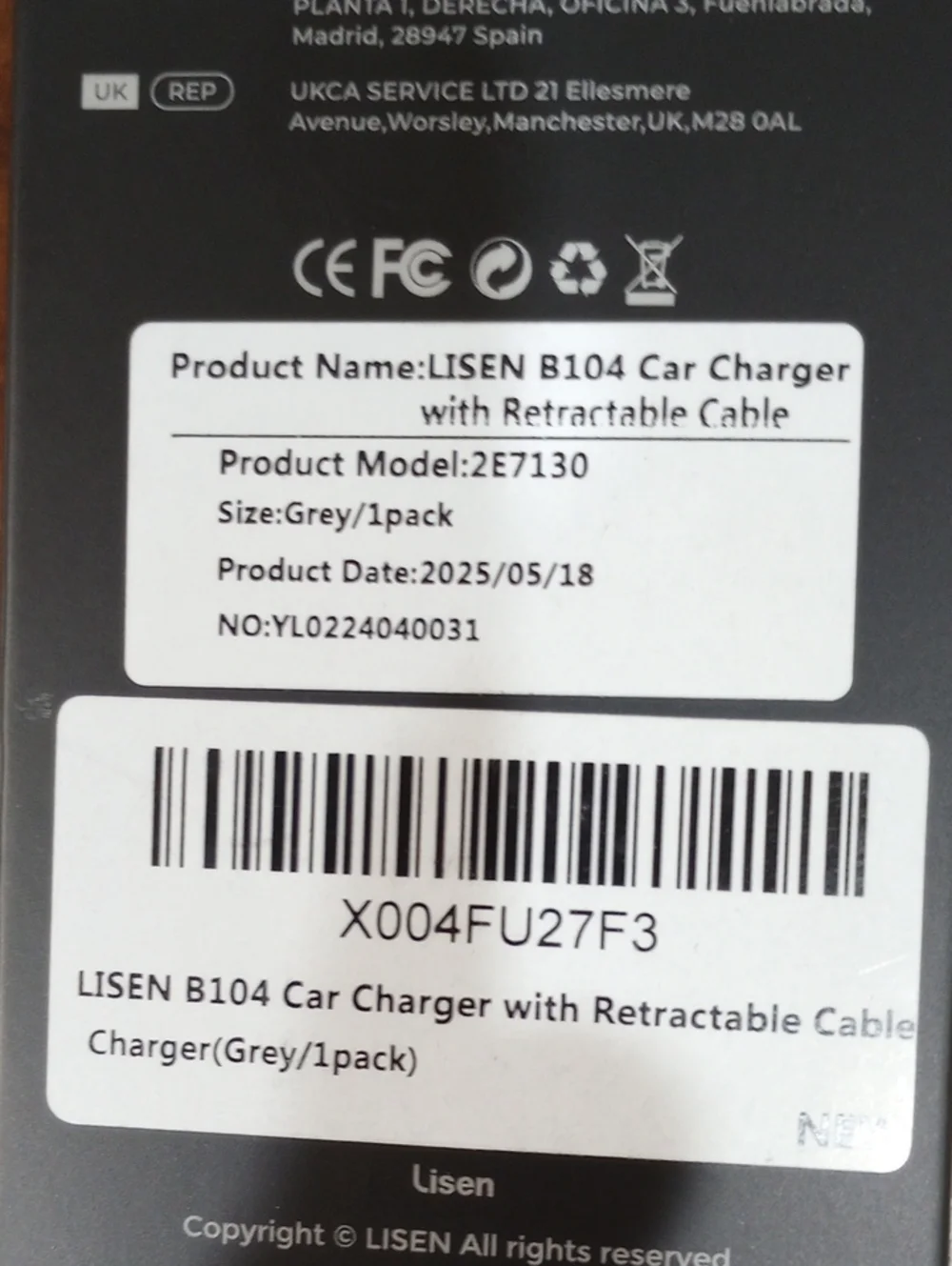 Lisen b104 car